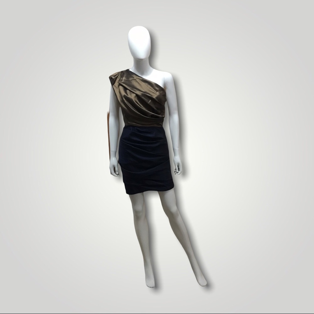 Halston Heritage One Shoulder Ruched Dress